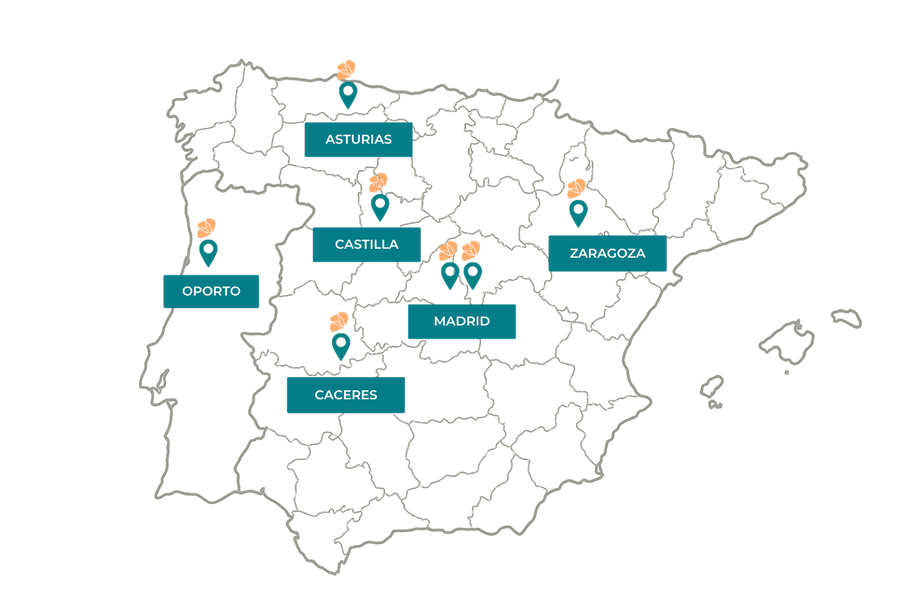 Mapa con ubicaciones de la empresa Gradyflor.